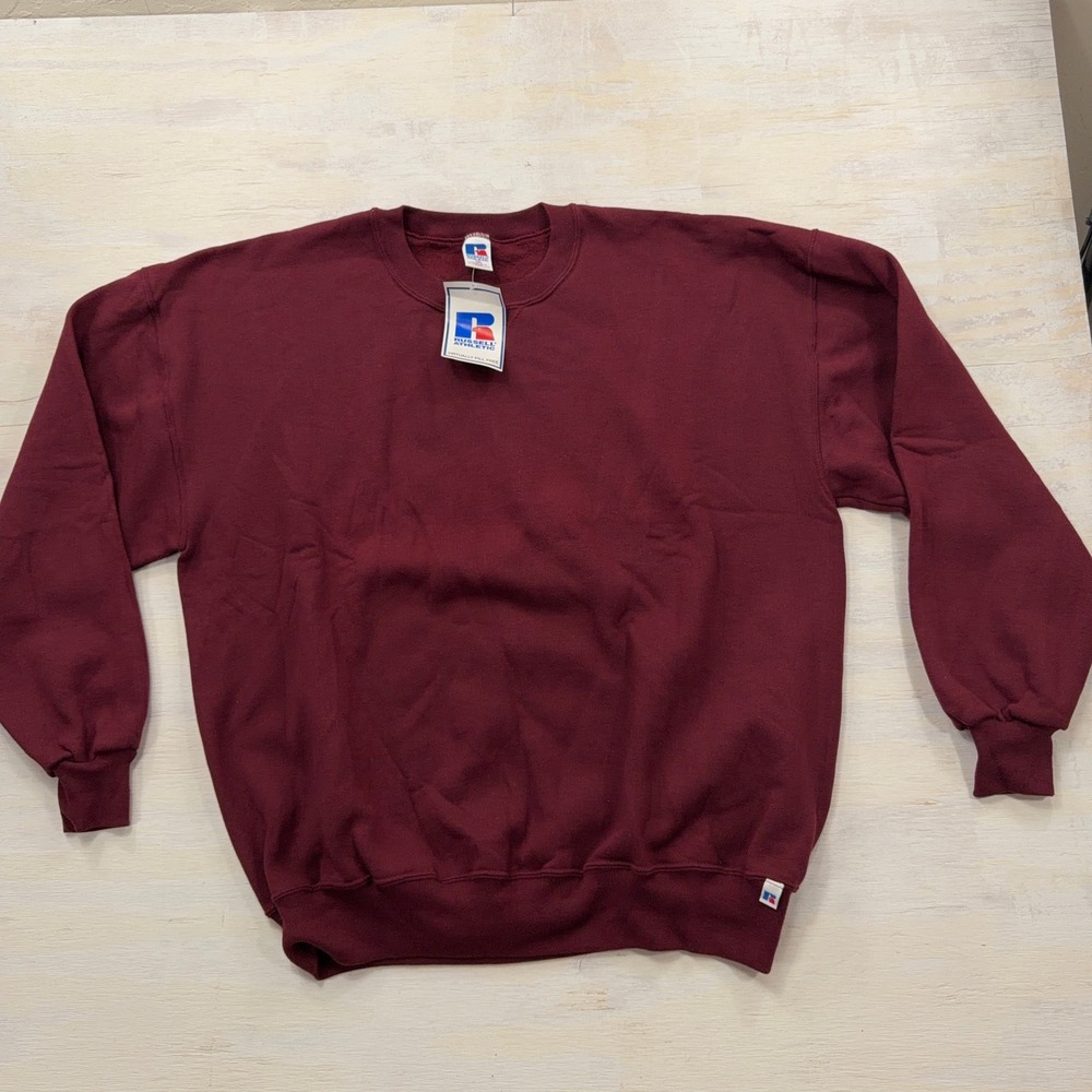 VTG Russell Athletic Sweatshirt NuBlend XXL Heavyweight Fleece Maroon Mens NWT